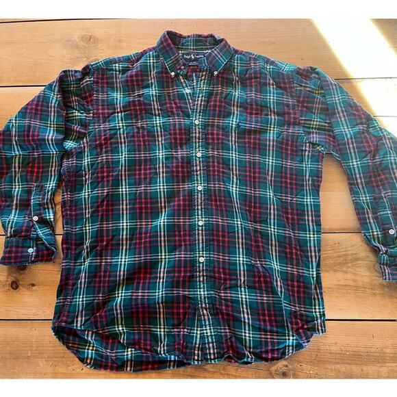 Polo Ralph Lauren Men's Plaid Flannel Button Down Shirt. Blaire. Sz. Large. Xmas - Picture 1 of 6